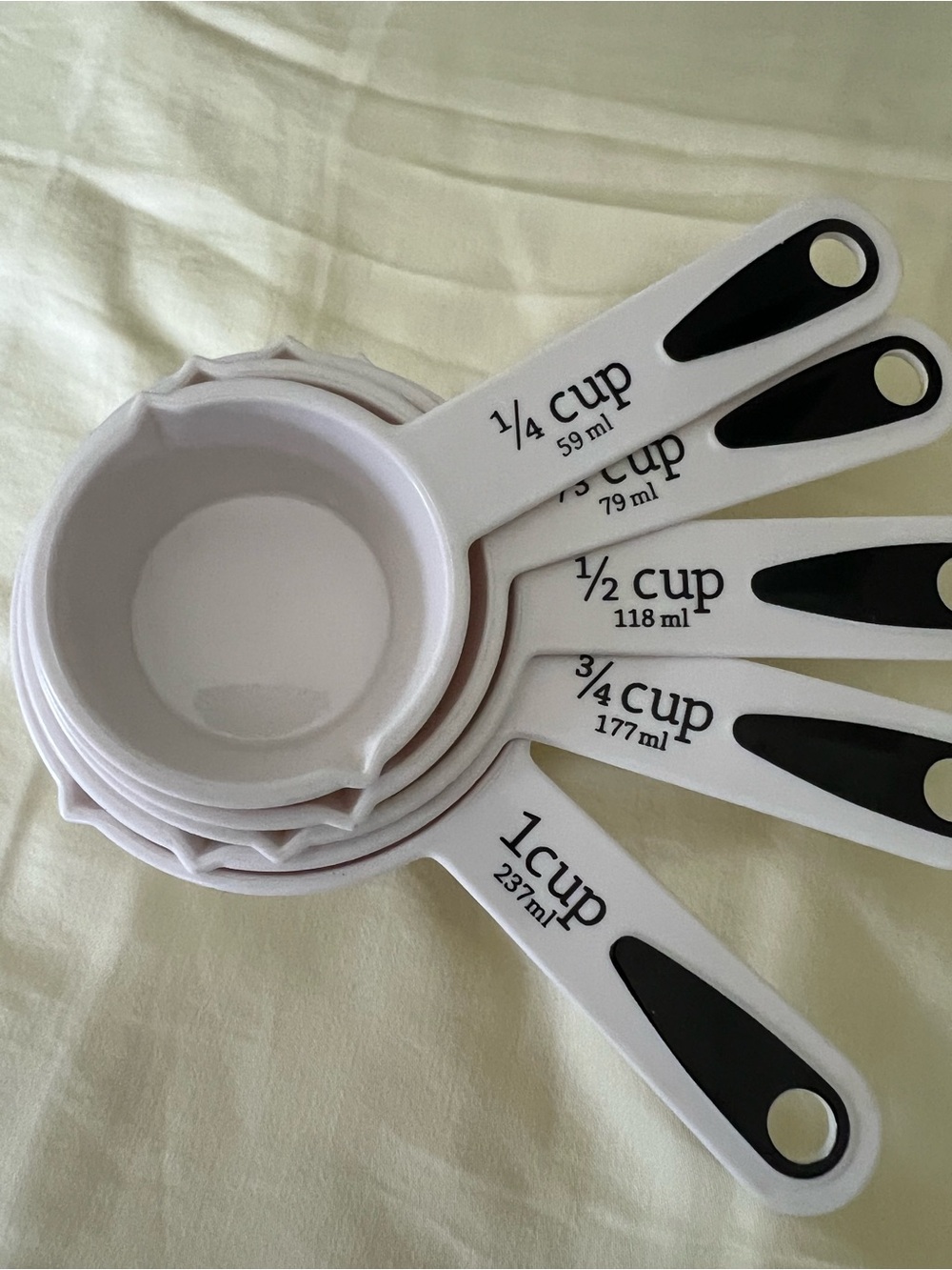 White Measuring Cup and Spoon Set - Stackable Kitchen Measuring Cups